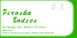 piroska bodics business card